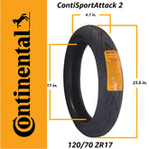 Continental ContiSportAttack 2 120/70ZR17 F & 190/50ZR17 R Sport Motorcycle Tire